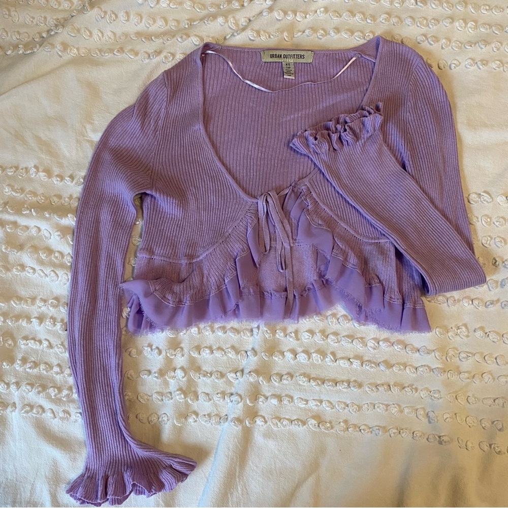 Urban Outfitters Purple Ruffled Crop Blouse